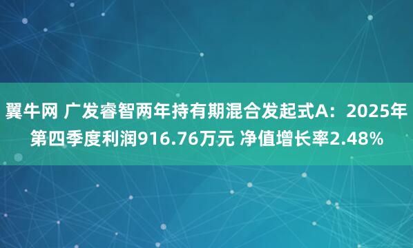翼牛网 广发睿智两年持有期混合发起式A:2025年第四季度利润916.76万元 净值增长率2.48%